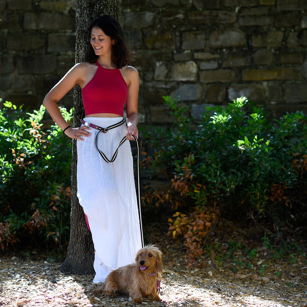 Multi Nubuck Fuchsia Dog Leash