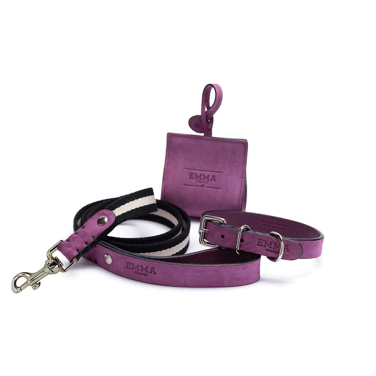 Nubuck Fuchsia Dog Collar